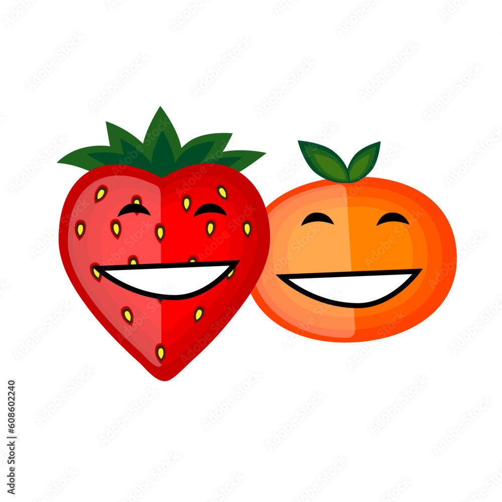 Funny fruits smiling together for your design Funny fruits smiling together for your design