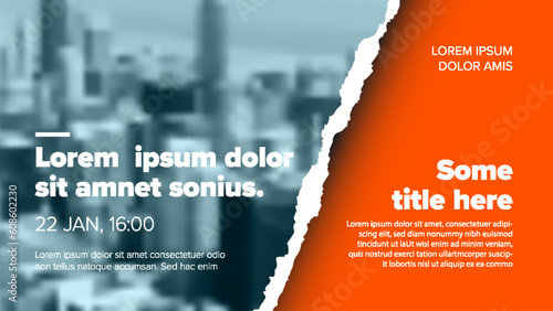 Social media event cover template for online webinar with blue photo placeholder