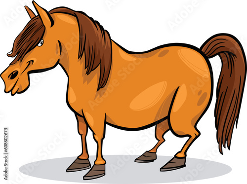 cartoon illustration of funny farm pony horse