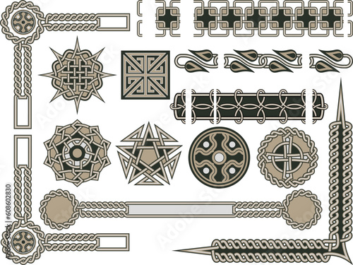 Celtic traditional elements for design in a vector