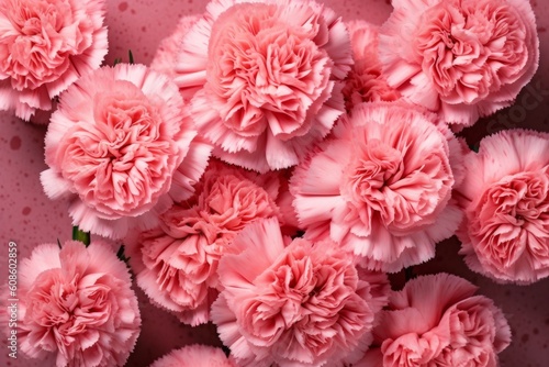 Top view of festive pink carnations. Generative AI © nadunprabodana