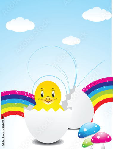 abstract colorful easter wth bird vector illustration
