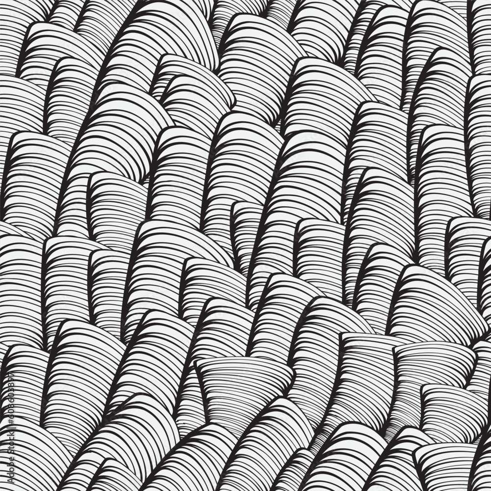 vector seamless funky monochrome background with abstract figures