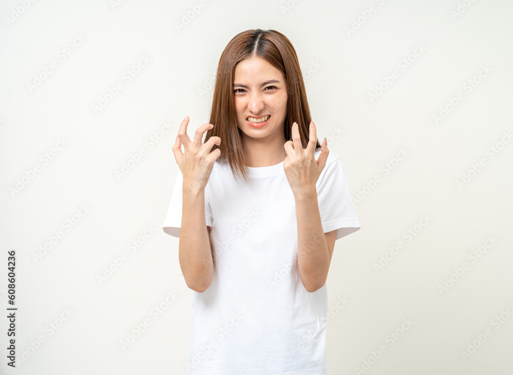 Angry asian woman emotional. Screaming hate rage. Young asian woman annoyed in mad bad furious gesture. Unhappy expressions people on isolated Angry asian woman emotional. Screaming hate rage. Young asian woman annoyed in mad bad furious gesture. Unhappy expressions people on isolated