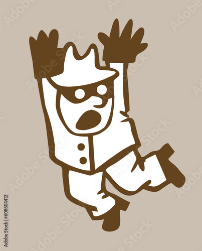 bandit silhouette on brown background, vector illustration