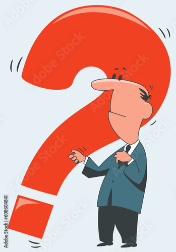 man with a red question