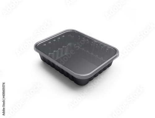 Plastic Food Packaging Tray With Clear Plastic Cover 3D Rendering