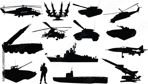 High detailed soviet (russian) military silhouettes
