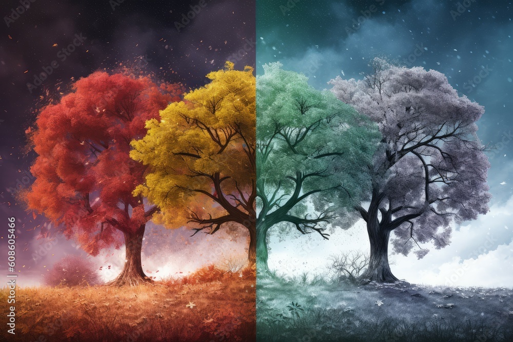 Season tree concept nature. Generate Ai Season tree concept nature. Generate Ai