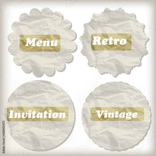 vector crumpled paper icons, place for your text