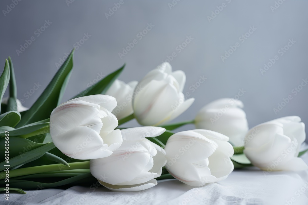 White tulips floral. Generate Ai White tulips floral. Generate Ai