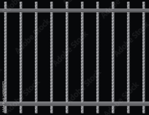 Steel reinforcing rods of the grill. Vector illustration.