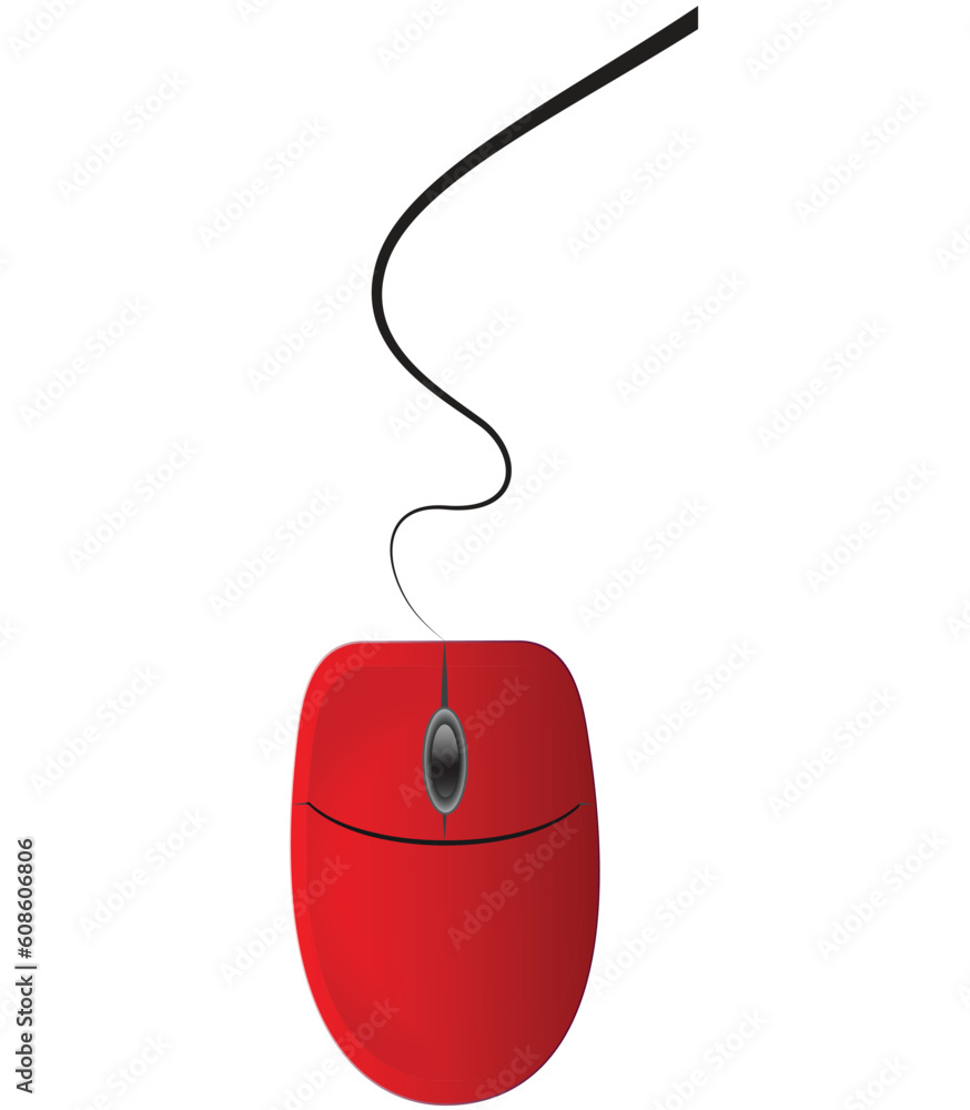 Red computer mouse isolated on white background. Vector illustration Red computer mouse isolated on white background. Vector illustration