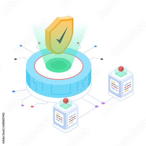 Isometric icon of blockchain server