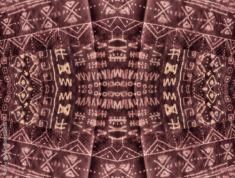 Fototapeta premium Black Seamless Native Pattern. GoldAfrican Art