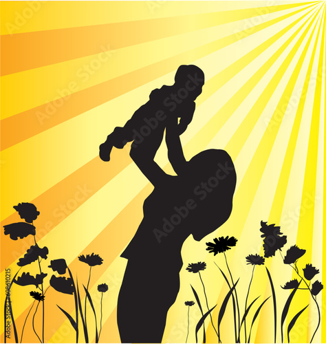 vector mother holding a child