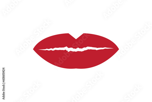 Beautiful Woman Lips with Red Lipstick. Illustration of Sexy Smiling Mouth. Vector isolated on White Background