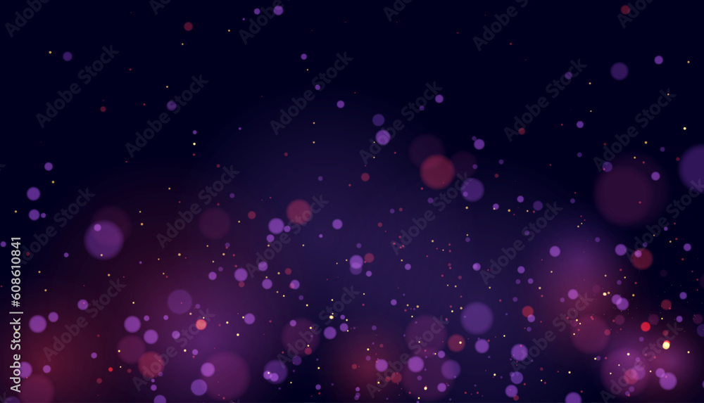 Light effect purple bokeh shade. Texture of highlights and sparkling particles. Magic effect concept. Vector