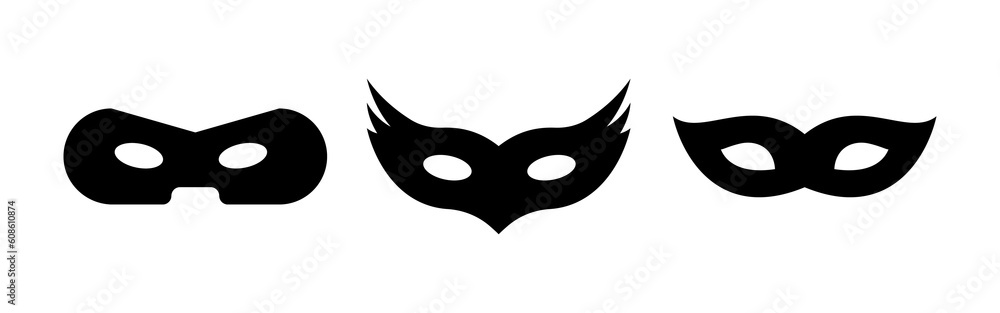 Set of black mask symbol isolated