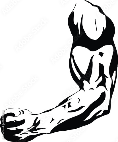 Bent man's hand in the biceps. Vector illustration.