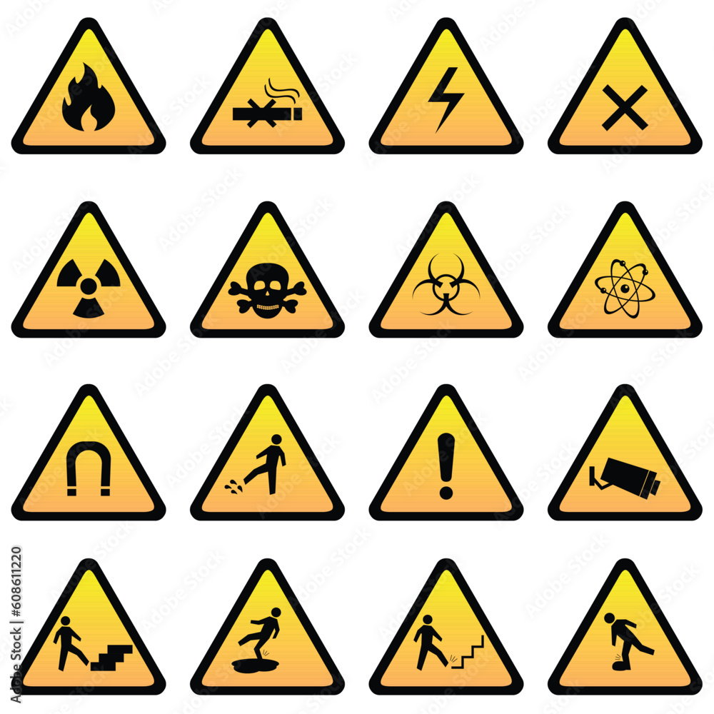 Warning and danger signs icon set Warning and danger signs icon set