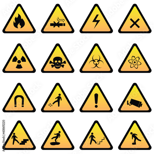 Warning and danger signs icon set