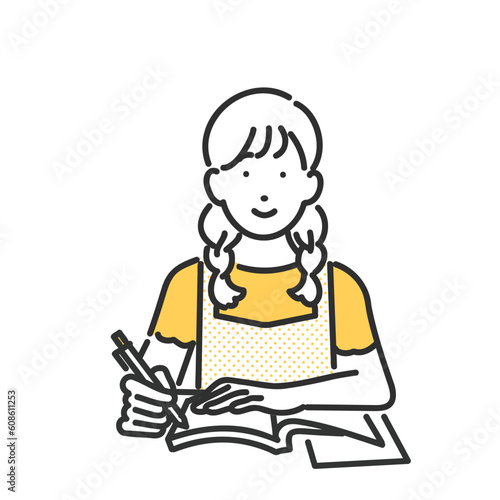 勉強する女の子のイメージイラスト素材
