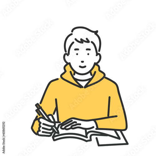 勉強する男の子のイメージイラスト素材