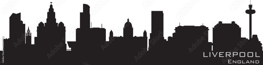 Liverpool, England skyline. Detailed vector silhouette