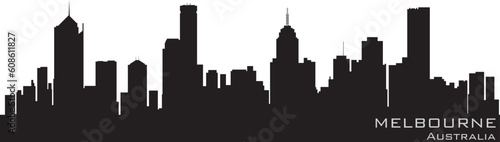 Melbourne  Australia skyline. Detailed vector silhouette