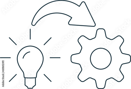 Idea execution icon. Monochrome simple sign from idea collection. Idea execution icon for logo, templates, web design and infographics.