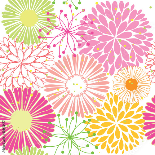 Abstract springtime colorful flower seamless pattern background