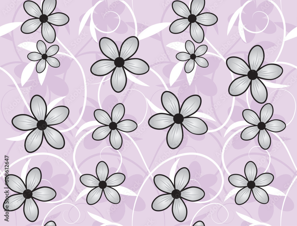 Fototapeta premium Vector seamless flower background pattern, floral vintage illustration. Cute backdrop