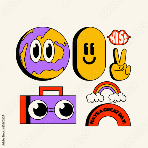 Set Collection Retro Vintage Element