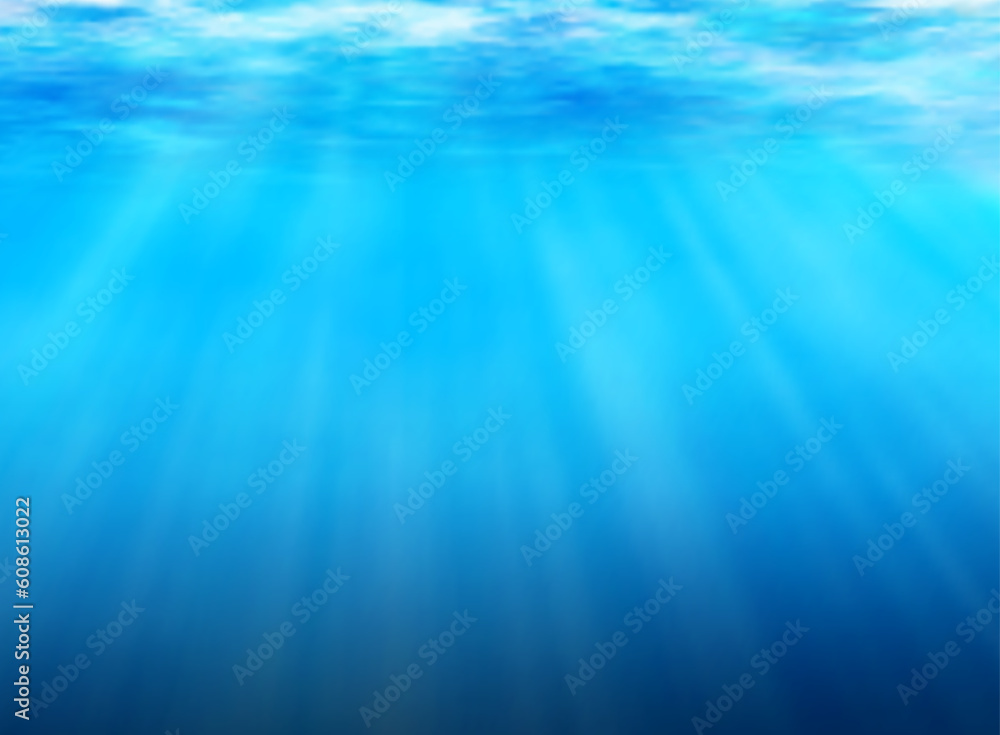 Editable vector background of light filtering underwater made using a gradient mesh