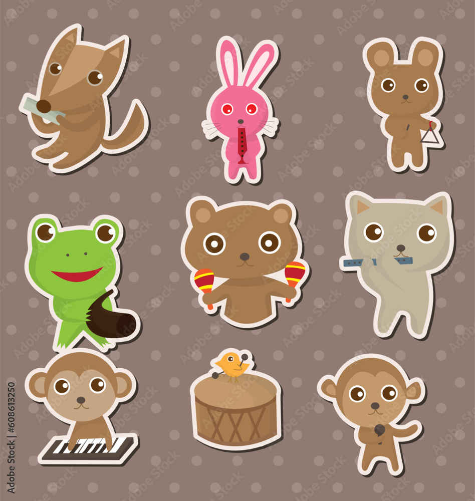 Obraz premium animal play music stickers