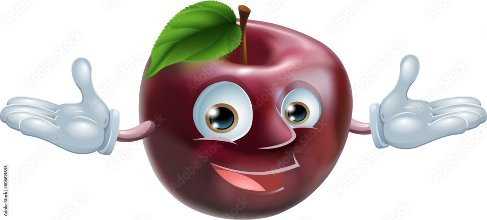 Naklejka premium A cartoon character apple fruit man mascot