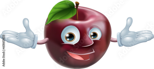 A cartoon character apple fruit man mascot