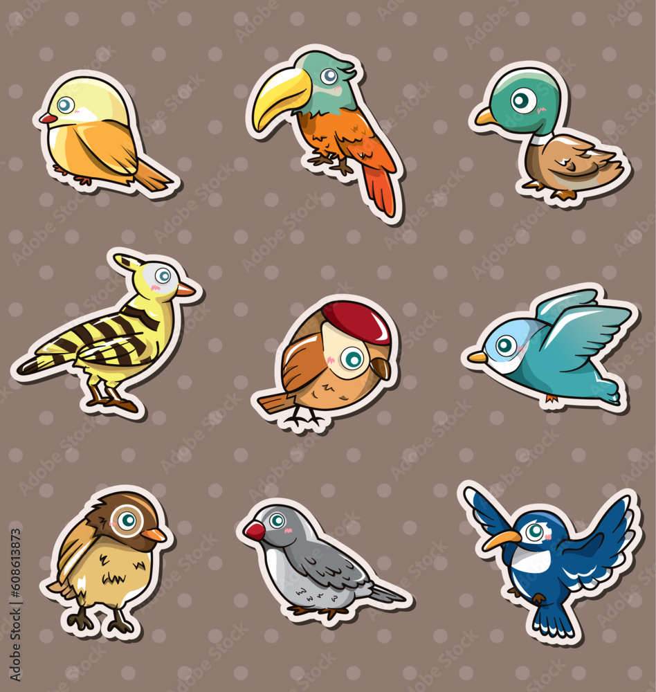 Obraz premium cartoon bird stickers
