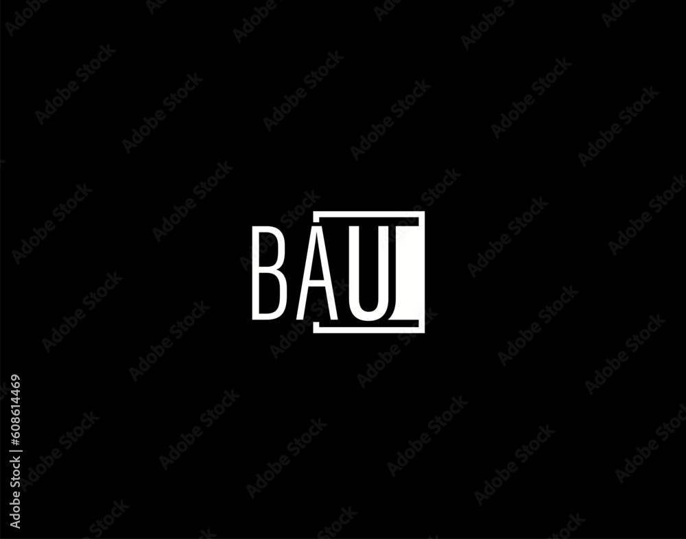BAU Logo and Graphics Design, Modern and Sleek Vector Art and Icons isolated on black background