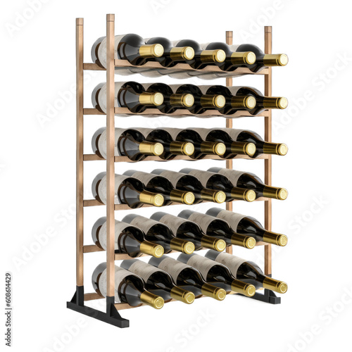 Wine rack isolated on transparent background. Generative AI