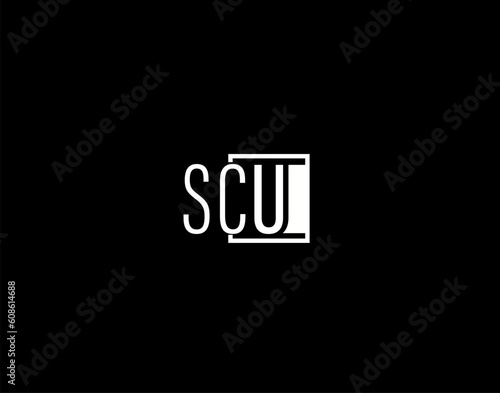 SCU Logo and Graphics Design, Modern and Sleek Vector Art and Icons isolated on black background