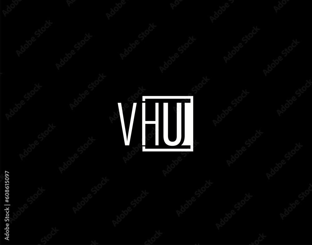 VHU Logo and Graphics Design, Modern and Sleek Vector Art and Icons isolated on black background