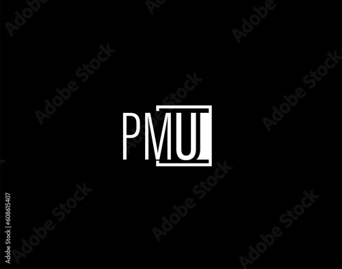 PMU Logo and Graphics Design, Modern and Sleek Vector Art and Icons isolated on black background