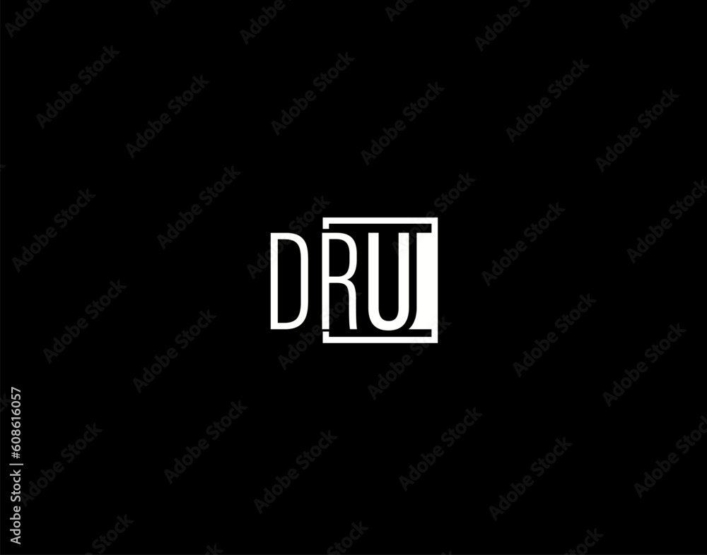 DRU Logo and Graphics Design, Modern and Sleek Vector Art and Icons isolated on black background