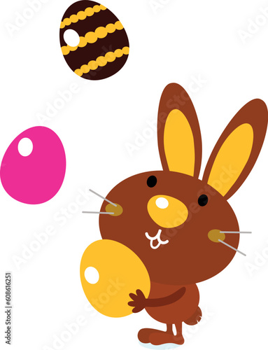 Easter cartoon bunny. Vector Illustration