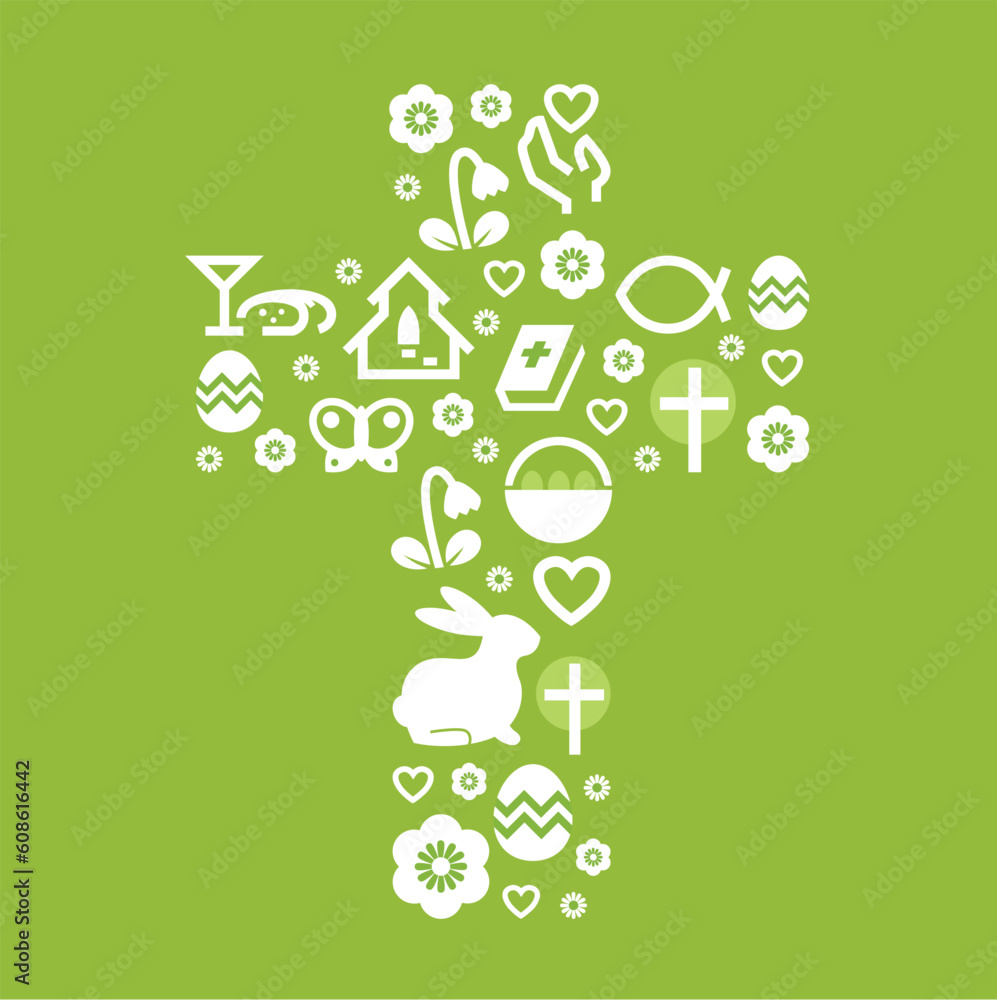 Cross with easter design elements inside. Vector Cross with easter design elements inside. Vector