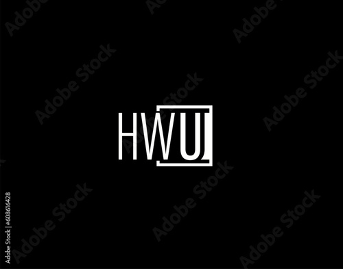 HWU Logo and Graphics Design, Modern and Sleek Vector Art and Icons isolated on black background photo