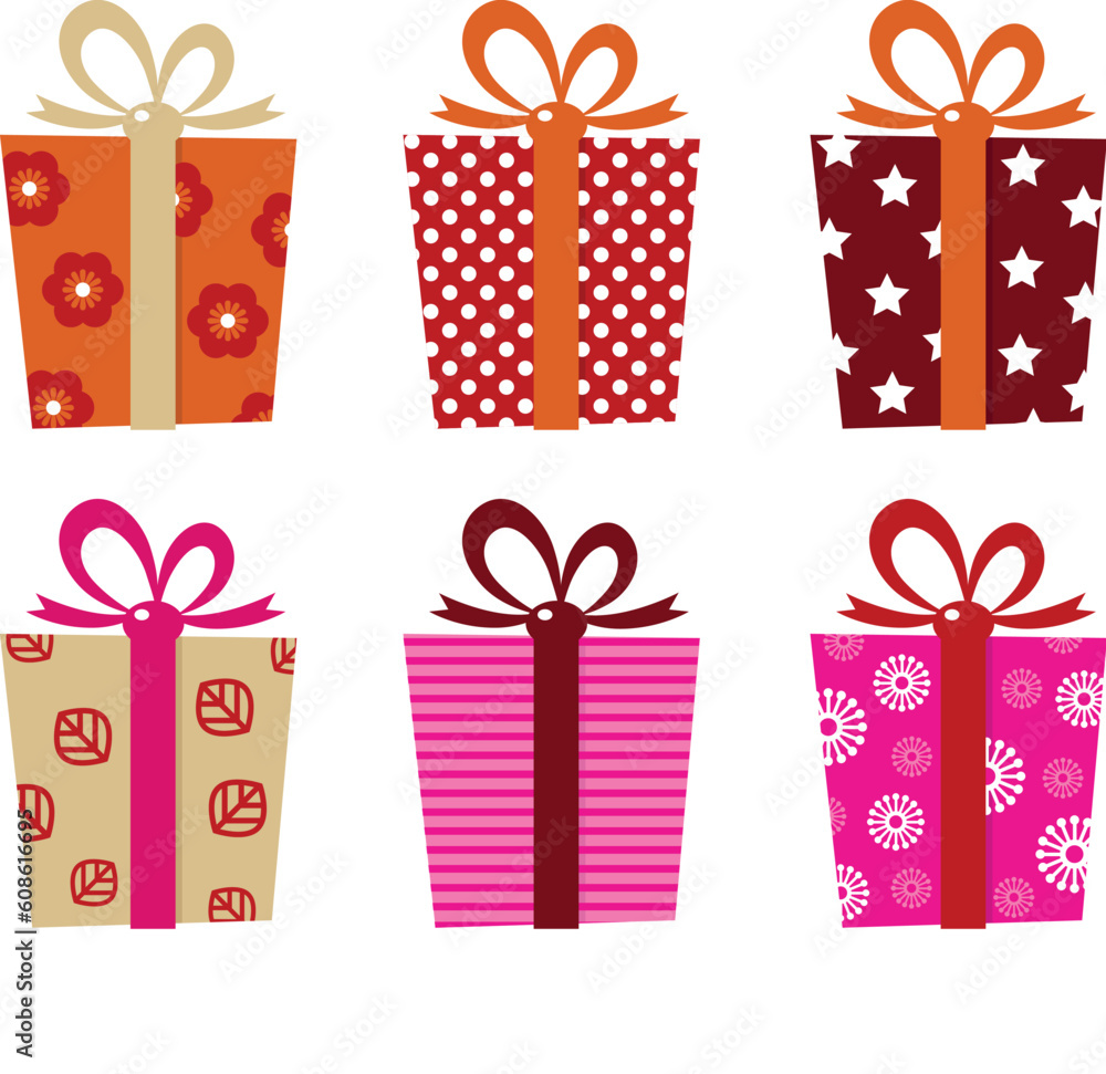 Set of patterned gift boxes for birthday / xmas. Vector Illustration Set of patterned gift boxes for birthday / xmas. Vector Illustration