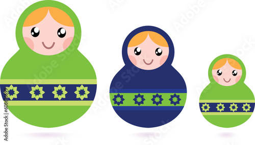 Russian nested dolls collection. Vector